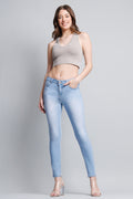Mid Rise Push Up Ankle Skinny Jeans
