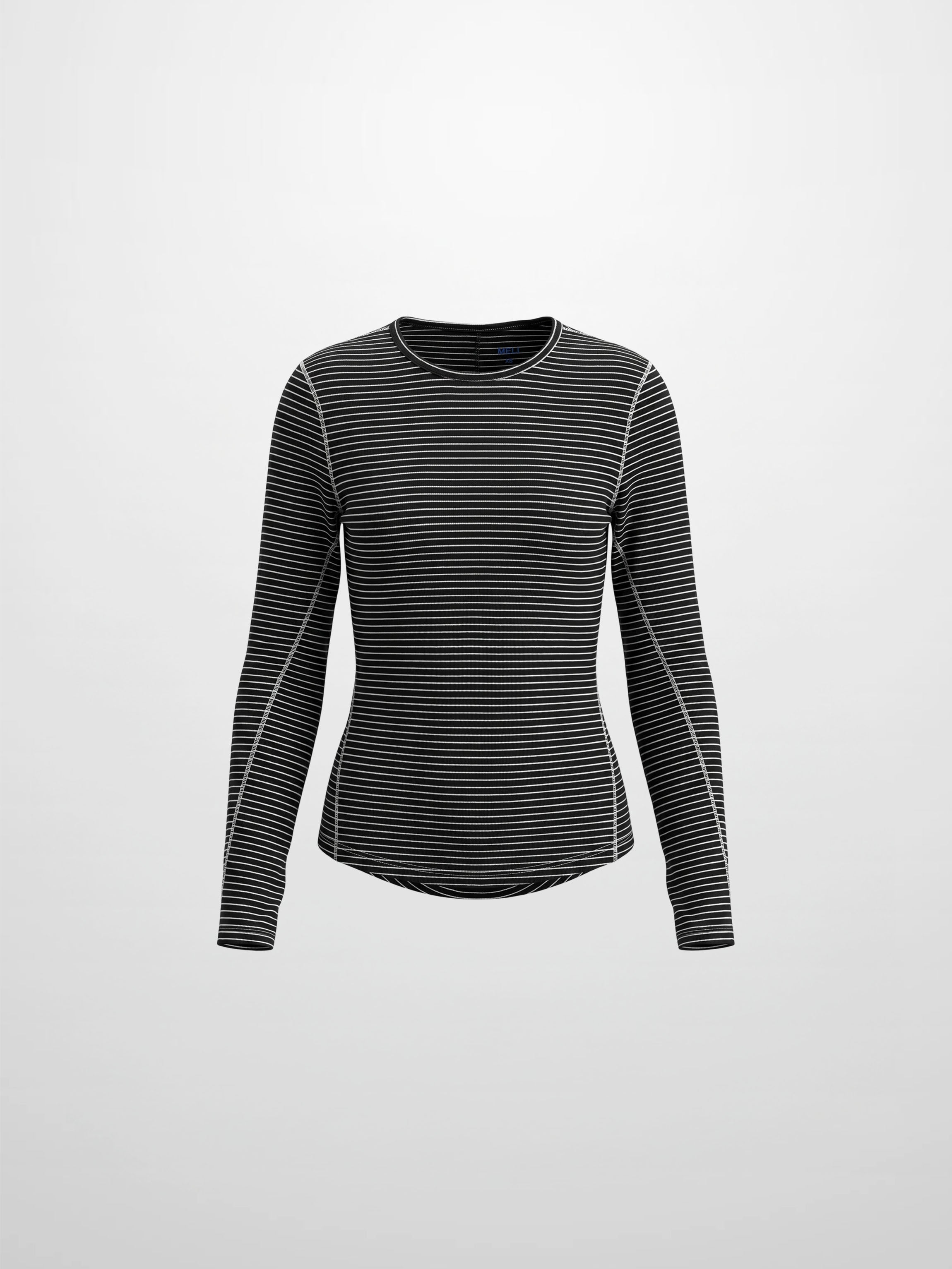 Striped Cross Stitch T-Shirt-Black-1