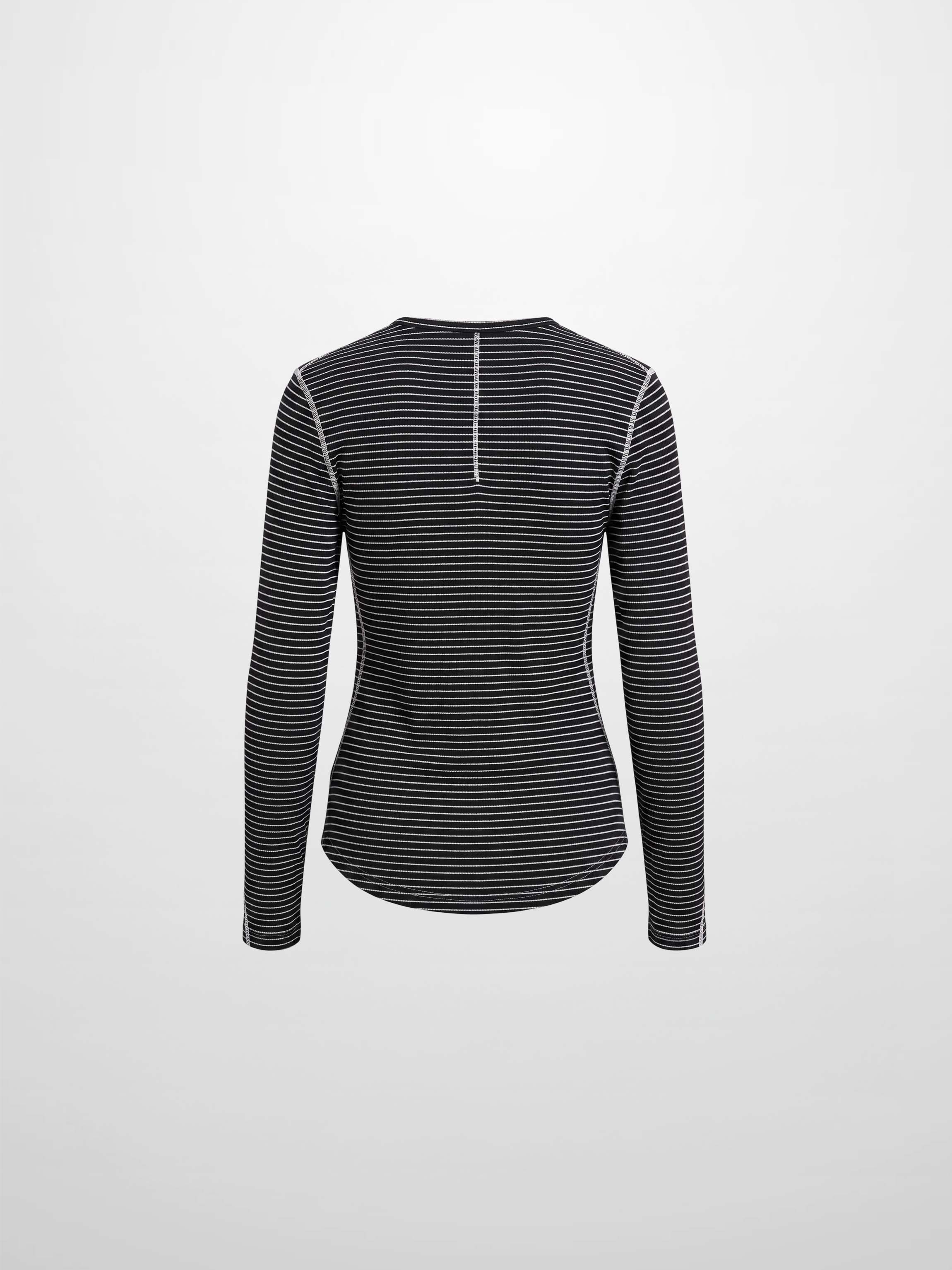 Striped Cross Stitch T-Shirt-Black-2