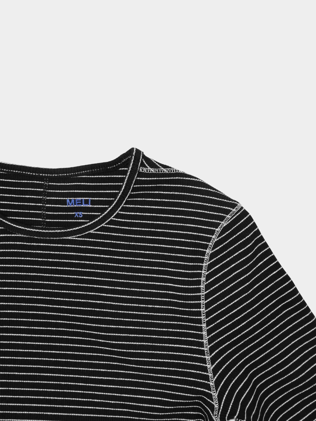 Striped Cross Stitch T-Shirt-Black-4