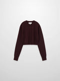 Trim Detail Crew Crop Cardigan-Chocolate Brown
