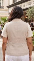 Plus Size Cotton Linen Sleeveless Jacket – Tailored Vest Blazer for Women