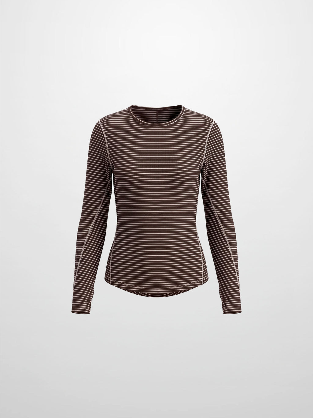 Striped Cross Stitch T-Shirt-Brown-1