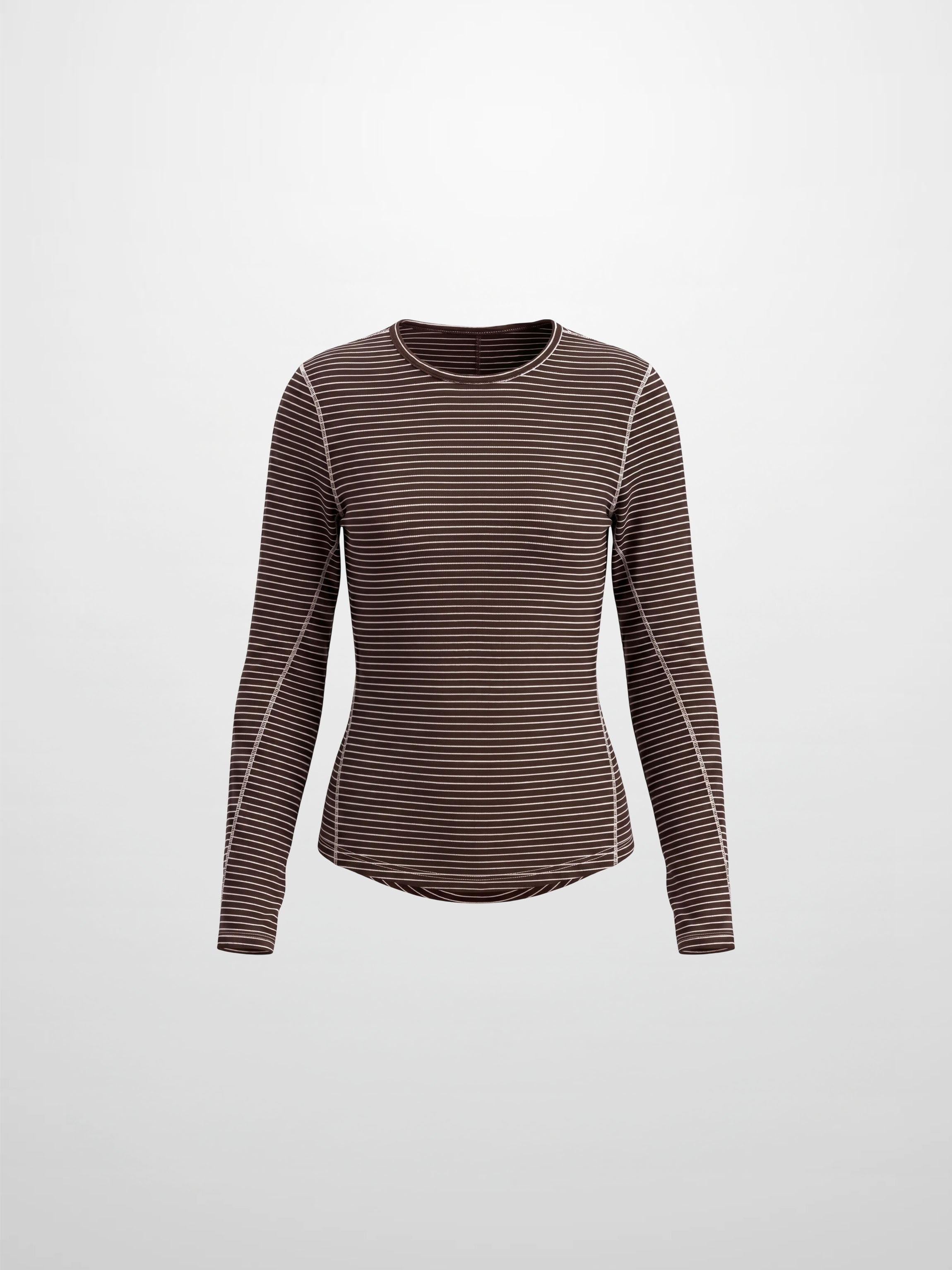 Striped Cross Stitch T-Shirt-Brown-1