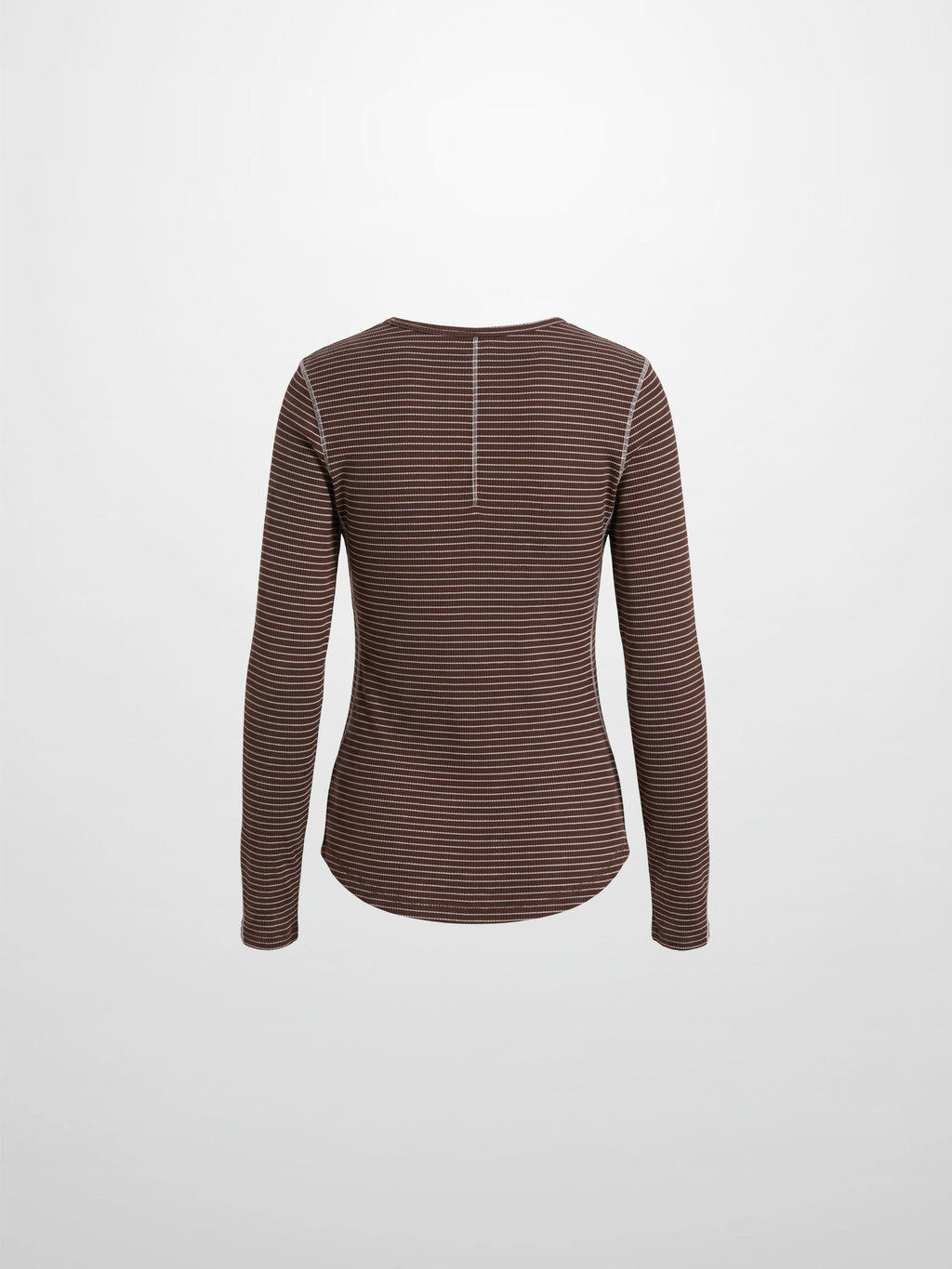 Striped Cross Stitch T-Shirt-Brown-2