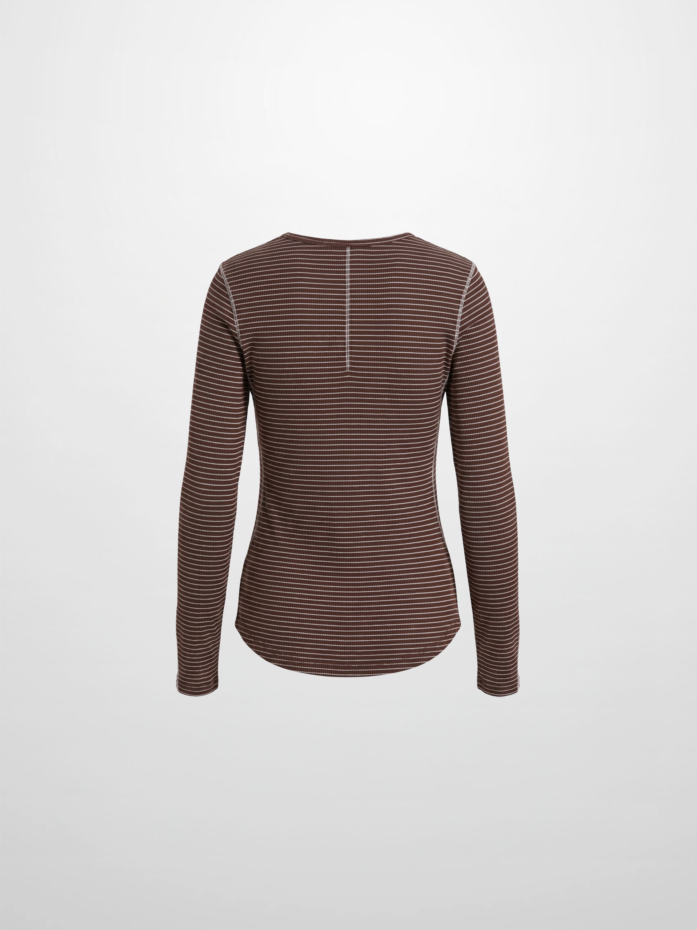 Striped Cross Stitch T-Shirt-Brown-2