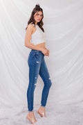 Destructed High Rise Ankle Skinny Jeans