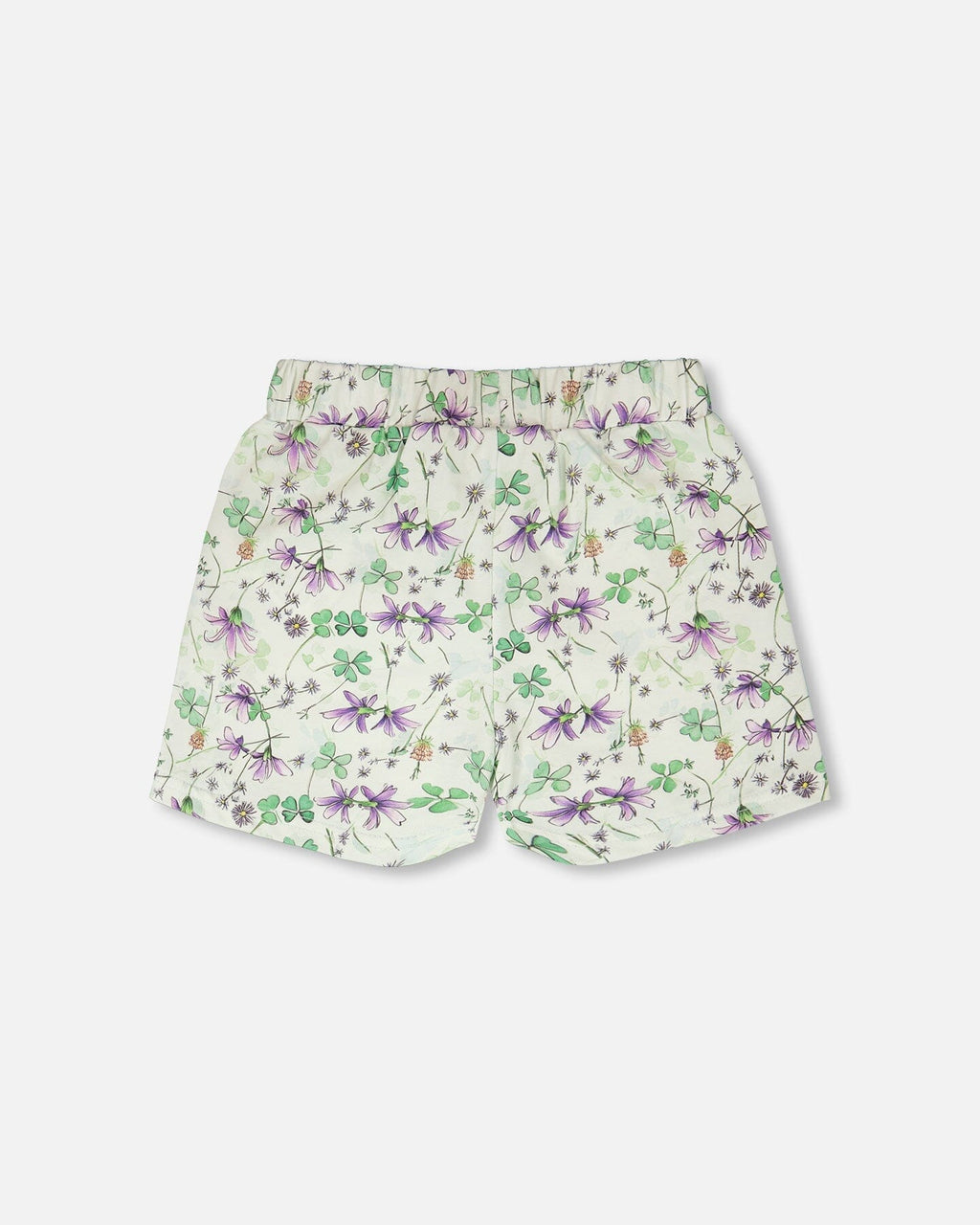 Jersey Shorts Green Printed Flowers