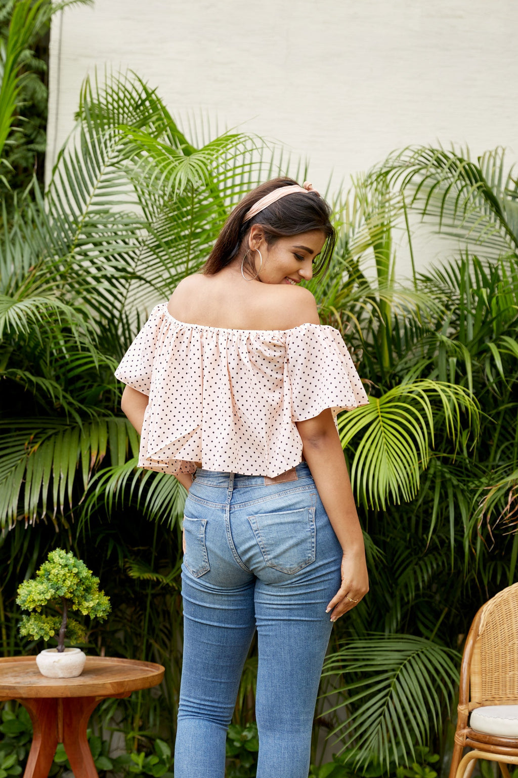 Peachy Bardot Off Shoulder Crop Top