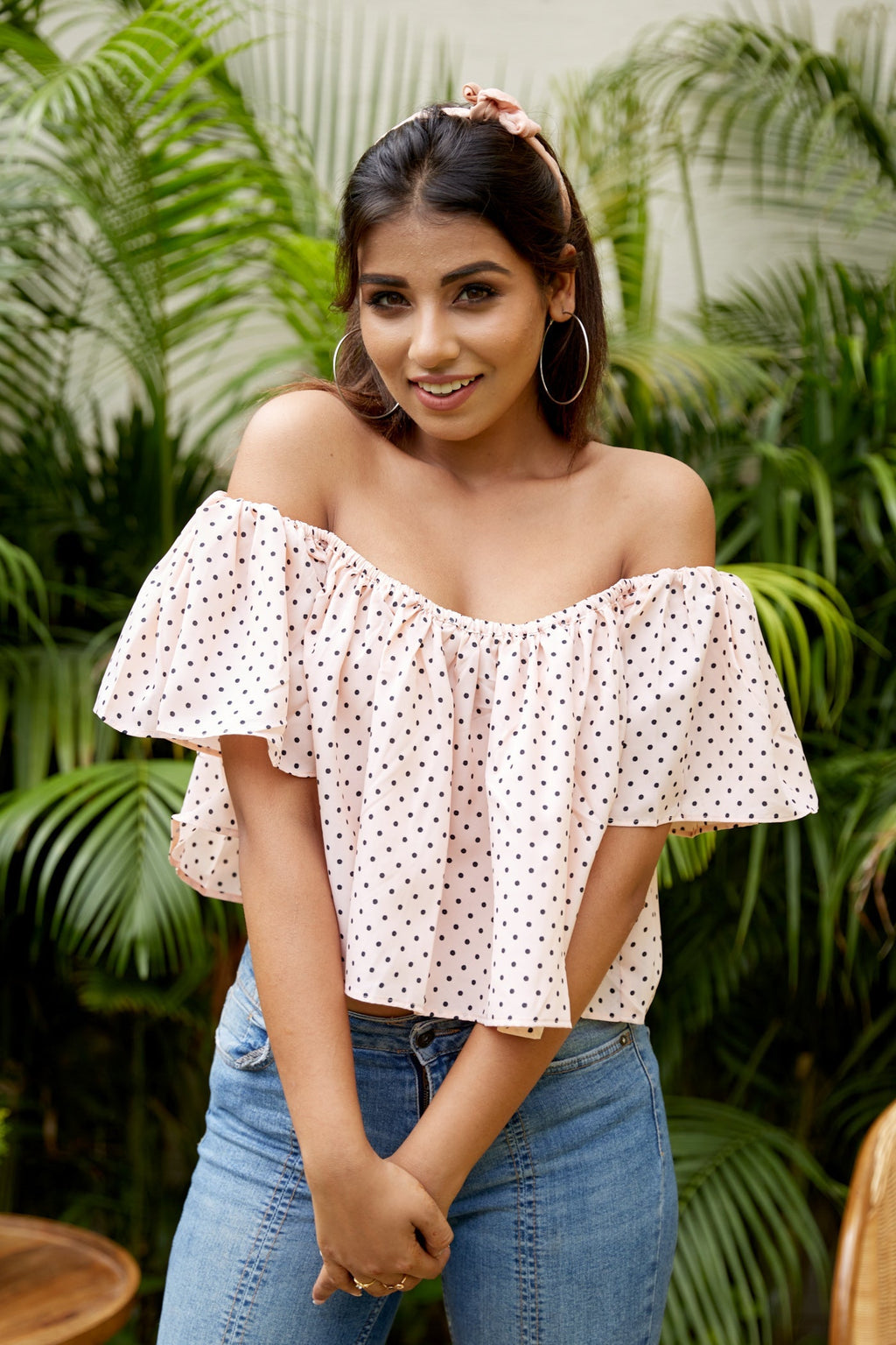 Peachy Bardot Off Shoulder Crop Top